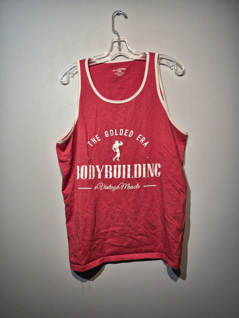 Vintage Red & White Body Building Graphic Tank Top | Size XXL